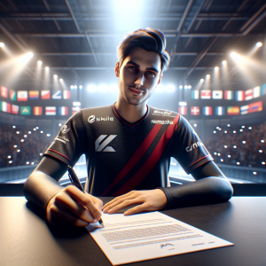 Press photo of nEMANHA signing with Wildcard, esports transfer announcement